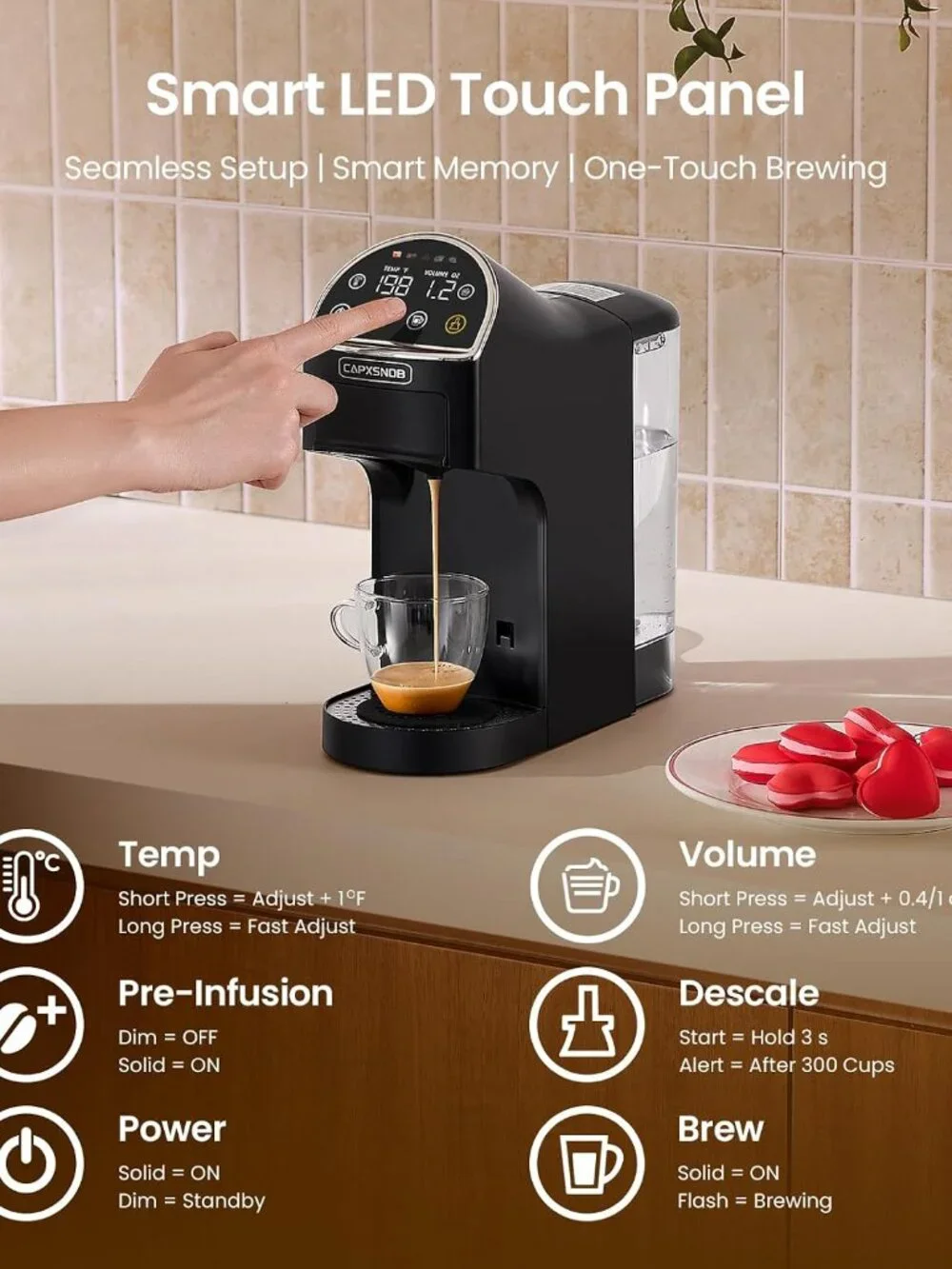 Magician2 Mini 5-in-1 Coffee Maker & Machine for Pods & Grounds, LED Touch